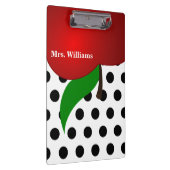 Personalisiert Black Polka Dot Red Apple Teacher Klemmbrett (Rechts)