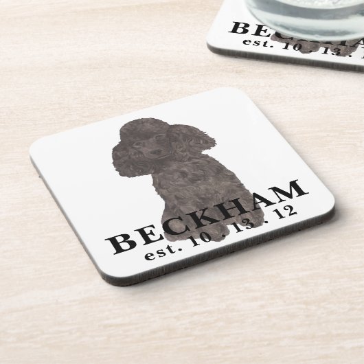 Personalisiert Black Poodle Getränkeuntersetzer (Linke Seite)