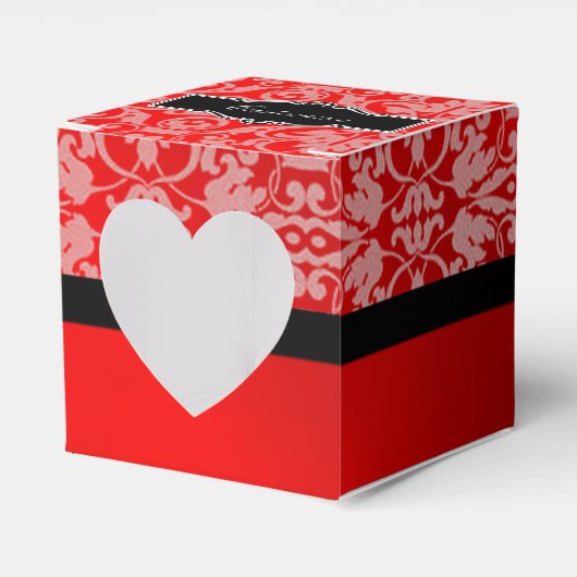 Personalisiert Black & Red Damask Herzinfarkt Geschenkschachtel (Vorderseite)