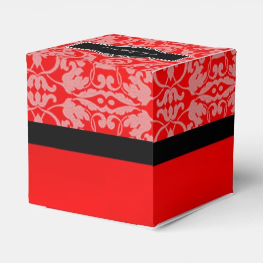 Personalisiert Black & Red Damask Herzinfarkt Geschenkschachtel (Rückseite)