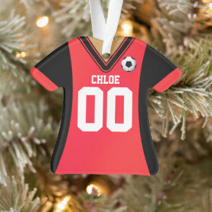 Personalisiert Black/Red Soccer Jersey Ornament