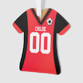 Personalisiert Black/Red Soccer Jersey Ornament (Vorderseite)