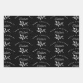 Personalisiert Black Retro Frohe ChristmasMonogram Geschenkpapier Set (Vorderseite 2)