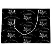 Personalisiert Black Retro Frohe ChristmasMonogram Große Geschenktüte (Vorderseite)