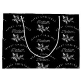 Personalisiert Black Retro Frohe ChristmasMonogram Große Geschenktüte (Rückseite)