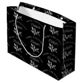 Personalisiert Black Retro Frohe ChristmasMonogram Große Geschenktüte (Rückseite Schrägansicht)