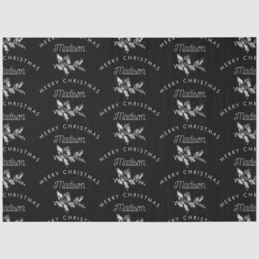 Personalisiert Black Retro Frohe ChristmasMonogram Seidenpapier (Vorderseite)