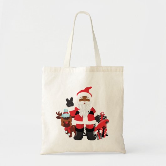Personalisiert Black Santa Elf Tote Bag Tragetasche (Vorne)