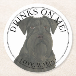 Personalisiert Black Scnahuzer Dog Wedding Runder Pappuntersetzer