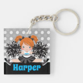 Personalisiert Black & Silver Cheerleader Schlüsse Schlüsselanhänger (Rückseite)