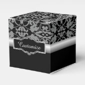 Personalisiert Black & Silver Damask Cube Fevor Bo Geschenkschachtel (Vorderseite)