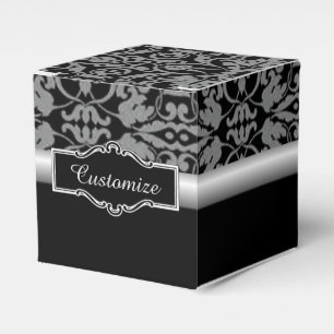 Personalisiert Black & Silver Damask Cube Fevor Bo Geschenkschachtel