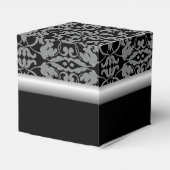 Personalisiert Black & Silver Damask Cube Fevor Bo Geschenkschachtel (Rückseite)
