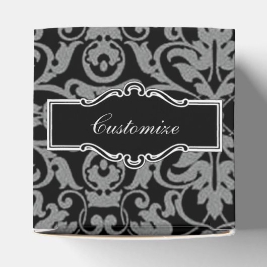 Personalisiert Black & Silver Damask Herzinfarkt Geschenkschachtel (Oben)