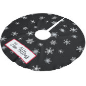 Personalisiert Black Snowflake Weihnachts-Rock Polyester Weihnachtsbaumdecke (Schrägansicht)