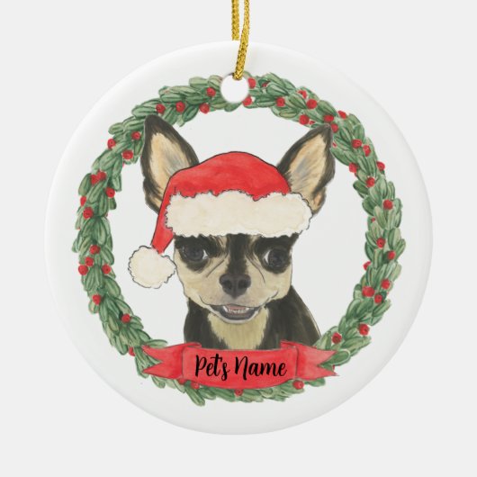 Personalisiert Black & Tan Chihuahua Keramik Ornament (Vorne)