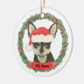 Personalisiert Black & Tan Chihuahua Keramik Ornament (Links)