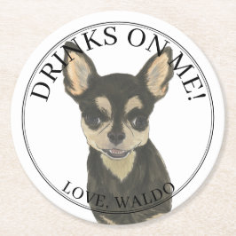 Personalisiert Black Tan Chihuahua Wedding Runder Pappuntersetzer