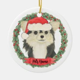 Personalisiert Black & Tan Long Haired Chihuahua Keramik Ornament