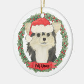 Personalisiert Black & Tan Long Haired Chihuahua Keramik Ornament (Links)