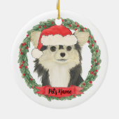 Personalisiert Black & Tan Long Haired Chihuahua Keramik Ornament (Hinten)