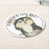 Personalisiert Black Tan Long Haired Chihuahua Runder Pappuntersetzer (Angewinkelt)