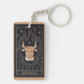 Personalisiert Black Taurus Zodiac Sign Schlüsselanhänger (Rückseite)