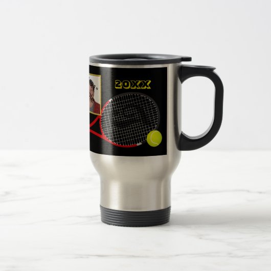 Personalisiert Black Tennis Foto Tumbler Reisebecher (Rechts)