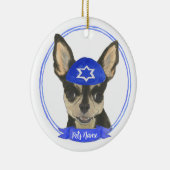 Personalisiert Black und Tan Chihuahua Yarmulke Keramik Ornament (Rechts)