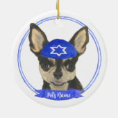Personalisiert Black und Tan Chihuahua Yarmulke Keramik Ornament (Hinten)