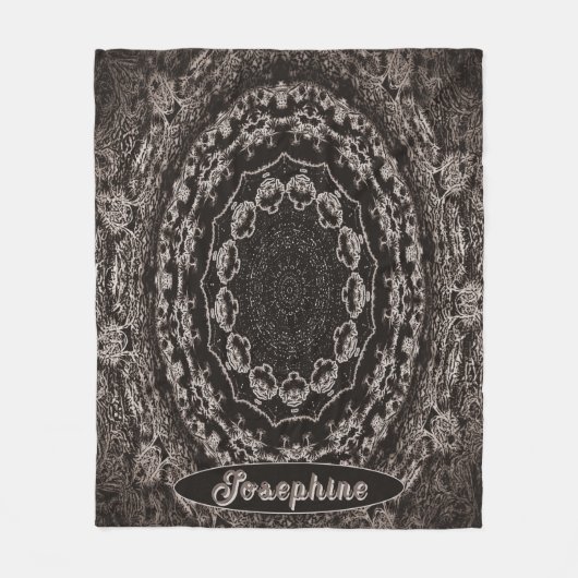 Personalisiert Black und Taupe Mandala Fleecedecke (Vorderseite)