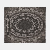 Personalisiert Black und Taupe Mandala Fleecedecke (Vorderseite (Horizontal))