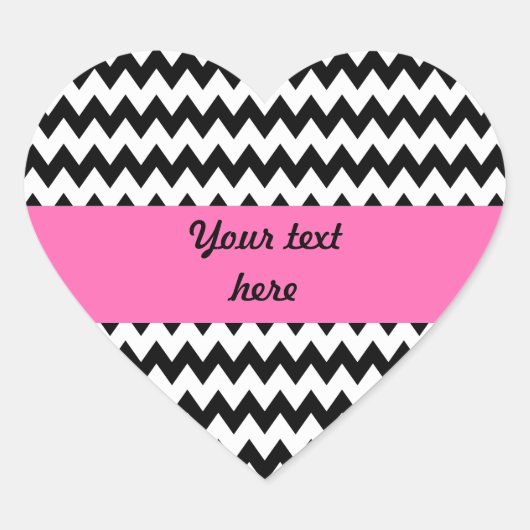 Personalisiert Black und White Zigzag Herz-Aufkleber (Vorderseite)
