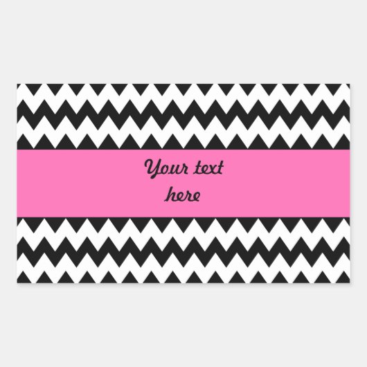 Personalisiert Black und White Zigzag Rechteckiger Aufkleber (Vorderseite)