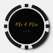 Personalisiert Black w/Yellow Mr & Mrs. Pokerchips (Vorderseite)