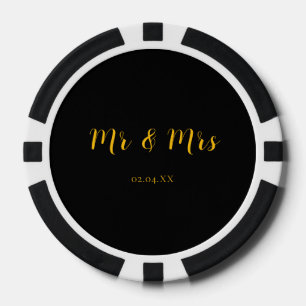 Personalisiert Black w/Yellow Mr & Mrs. Pokerchips