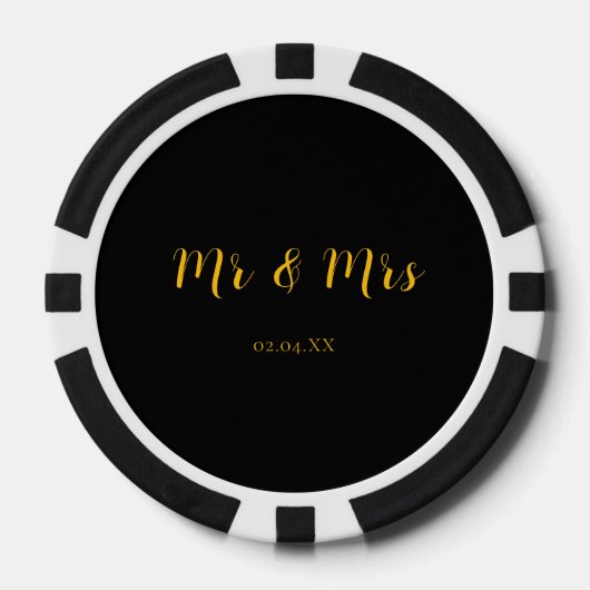 Personalisiert Black w/Yellow Mr & Mrs. Pokerchips (Vorderseite)