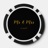 Personalisiert Black w/Yellow Mr & Mrs. Pokerchips (Rückseite)