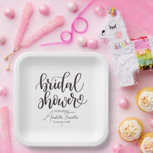 Personalisiert Black Wedding Brautparty White Pappteller (Party)