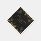 Personalisiert Black Wedding Confetti Gold Glitzer Serviette (Ecke)