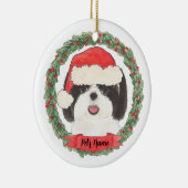 Personalisiert Black & White Shih Tzu Keramik Ornament (Rechts)