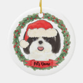 Personalisiert Black & White Shih Tzu Keramik Ornament (Hinten)