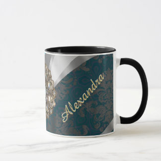 Personalisiert blass hübsches gummibraunes Damastm Tasse