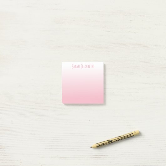 Personalisiert-blassrosa-weiße Farbe Post-it Klebezettel (Auf Schreibtisch)