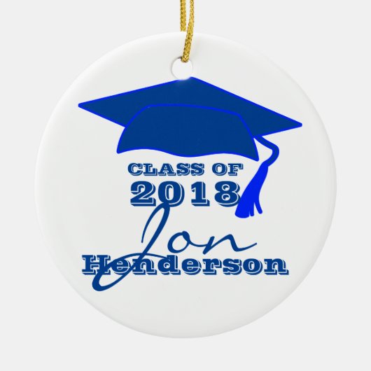 Personalisiert-Blau-Abschluss Keramikornament (Vorne)