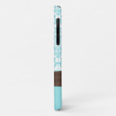 Personalisiert Blau, braun, weißer Damast iPhone 1 Case-Mate iPhone Hülle (Hinten/Links)