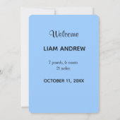 Personalisiert Blau Es ist ein Baby Ankündigung (Rückseite)