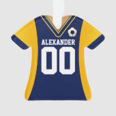 Personalisiert Blau/Gelb Fußball Jersey Ornament (Vorderseite)