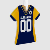 Personalisiert Blau/Gelb Fußball Jersey Ornament (Vorderseite)