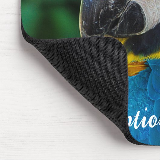 Personalisiert-Blau-Gelb-Papagei Mousepad (Ecke)